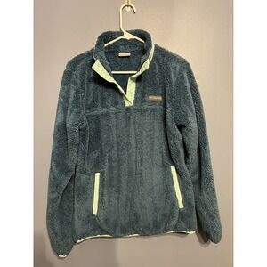 Columbia Sweater Women's 1X Half Snap Fleece Pullover Teal/Green Sz Med